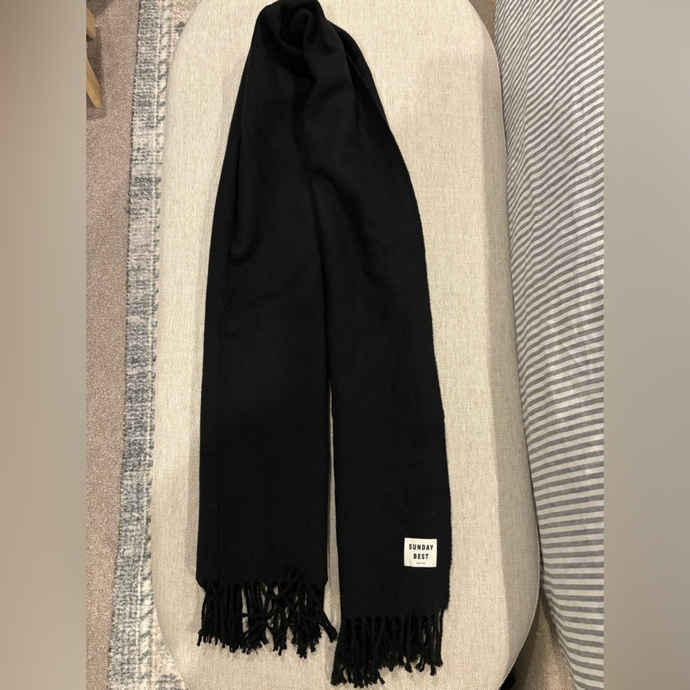 Aritzia Sunday Best Black Fringe Scarf